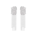 Orecchini geometrici quadrati in argento sterling S925 con nappe argentate - Argento 925 / Argento