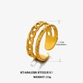 Anillo ajustable de doble capa en acero inoxidable bañado en oro 18K con diseño de cadena - Dorado