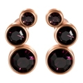 Clous d'oreilles piercing en acier rose doré avec trois cristaux violets incurvés - 16G-6mm-Oreille Gauche / Base Or Rose - Zircon Violet Foncé