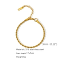 3mm golden 316 stainless steel twist chain bracelet with 18k plating for women - Twisted Rope Chain (ZHSLG03)