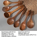 7-piece acacia wood kitchen utensil set including spoons and spatulas for non-stick pans - Mangium Wood 7-Piece Set / Approx. 550g