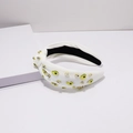 White knotted headband with gold avocado charms and sparkling rhinestones for women - Avocado