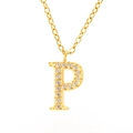 Gold-plated titanium steel necklace featuring a crystal-encrusted letter P pendant - Letter P (Includes Chain)