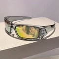 Occhiali da sole sportivi futuristici con montatura grigia e lenti gialle specchiate - Montatura Grigio Trasparente Lenti Mercurio Rosso