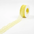 Roll of bright yellow scalloped lace ribbon with hollow floral pattern for gift wrapping - S012 / 25mm*9m / Bright Yellow