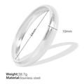 Polished silver stainless steel bangle 10mm wide with 64mm diameter for women - 10mm Width - 64mm Inner Diameter / Silver