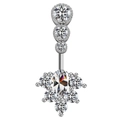 Macro shot of silver body piercing jewelry featuring zircon wing heart and teardrop design - Flower Cluster Style