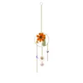 Bohemian sun catcher with orange dried flowers and crystal pendants for garden hanging decor - Dried Flower Gold Pendant