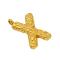 Golden letter X pendant with bubble texture finish on a minimalist necklace - Letter X - Gold Pendant