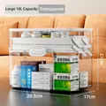 Three-layer clear 10L home first aid box with folding organizer shelves and white handle - Large (10L) / Clear White