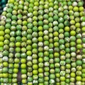 Grass green Emperor Stone round beads for DIY bracelets with white and brown mineral textures - Neon Green Emperor Stone