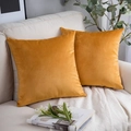 Pair of orange velvet decorative pillow covers on a beige sofa in a cozy living room - 30*50cm (No Insert) / Orange