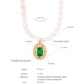 Collana di perle d'acqua dolce con pendente a cuore in cristallo smeraldo e zircone - Collana Perla Pendente Ovale (P1518)