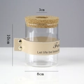 Clear glass hydroponic vase with cork lid and beige leather sleeve with fashion text - Cylinder (8*10cm) with Beige Strap