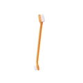 Dual-head pet toothbrush with long orange handle and white bristles for cats and dogs - Orange Small (Nylon Bristles)