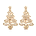 Orecchini a forma di albero di Natale dorati esagerati decorati con eleganti perle bianche - Oro con perla sintetica bianca