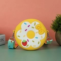 Yellow donut silicone crossbody bag with sweet flower motif and colorful strap - Strawberry Donut Yellow Large Size