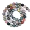 Polished natural stone round beads in multi-color earth tones for DIY jewelry making - India Agate / 4mm/1 Piece Approximately 90 Pieces/10g