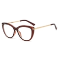 Montatura occhiali cat eye con cerchi tartarugati rossi e aste in metallo dorato - Tè Trasparente Asta Dorata - Anti Luce Blu