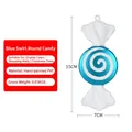 Blue round swirl candy Christmas ornament 15cm PVC painted hanging decoration - 15cm Blue Round Spiral