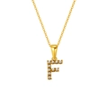 18K gold plated stainless steel necklace with pearl-encrusted letter F pendant - Letter F (S-P149-F)