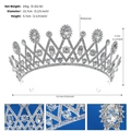 Detailansicht der Brautkrone mit Maßen und funkelnden Kristall-Strasssteinen - Silber Weißer Strass
