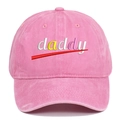 Pink washed cotton baseball cap featuring colorful daddy embroidery in a vintage style - One Size(Adjustable) / Washed Pink