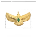 Detail shot of eagle pendant with green natural stone and 44mm by 26mm dimensions - YE681-Golden Eagle Green Stone