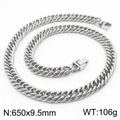 Silver 9.5mm wide stainless steel curb chain necklace for men with 650mm length - 9.5mm*650mm / Silver