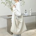 Minimalist beige large capacity canvas hobo shoulder bag for women in casual style - Apricot