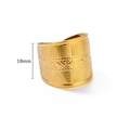 18K gold plated stainless steel wide band ring with geometric texture, 18mm width - Gold Wide Geometric (JZ5981)