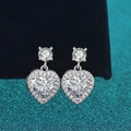Silver S925 heart-shaped moissanite drop earrings with sparkling zircon gemstones - Heart-shaped Led Earrings - 16