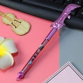 Creative purple sword shaped ballpoint pen with detailed kung fu themed engravings - Guan Dao - Purple / 0.5mm