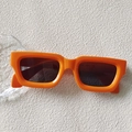 Chic vibrant orange rectangle cat eye sunglasses with thick frame and dark lenses - Orange Rectangle (17)