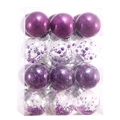 Set of 12 purple Christmas ornaments with glitter and sequins in a transparent box - 6cm / Set of 24 / Purple