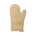 Khaki heat resistant silicone oven mitt with honeycomb non-slip texture and cotton lining - 1 Piece / Apricot