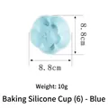 Set of 6 light blue flower-shaped silicone baking cups, 8.8cm diameter cake molds - Fluted Shape-Blue