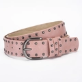 Roze PU-leren damesriem met dubbele rij metalen klinknagels en een metalen gesp - 107*3.3CM / Roze
