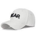 White baseball cap with black 3D NEAR embroidery and distressed brim detail - Adjustable / White