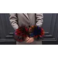 Rainbow faux fur wrist cuffs with colorful jacquard pattern for winter coat sleeves - Rainbow Jacquard