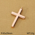Elegante roségouden roestvrijstalen kruis hanger gepolijst formaat 45x29mm - Alleen Hanger / Roségoud