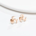 18K gold plated stainless steel cyclone stud earrings in minimalist geometric style - Rose Gold (GED462R)
