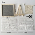 DIY gray felt letter board with 340 white plastic characters and foldable wooden tripod stand - Message Board / Gray