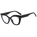 Classic black cat-eye fashion glasses with three-point silver rivets on a white background - Transparent Grey (C02)