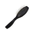 Oval black hairbrush with air cushion and round-tipped metal pins for wig care - Black