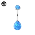 Piercing para ombligo de titanio G23 con opalos azules redondos y de gota - Ópalo Azul