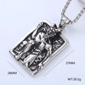 Silver vintage Viking triangular amulet pendant necklace for men in stainless steel - Goat Horn Demon Rectangular Style (Style 5)