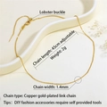 Close-up of 45cm adjustable 1.4mm gold-plated copper chain with a secure lobster clasp - P-C-0037-43 1.4mm Link Chain