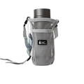 Grey mesh insulated water bottle sleeve with adjustable strap and drawstring closure - Light Gray