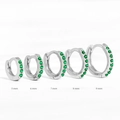Silver hoop earrings with green zircon in 5mm to 9mm sizes for diverse styles - Silver-Green Stone-5mm